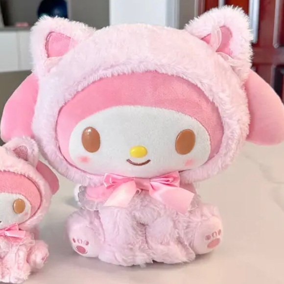 🎀COMING SOON🎀 CUTE MY MELODY SOFT KITTEN KEYCHAIN & STUFFED 2PC PLUSH SET💖 - Picture 7 of 7